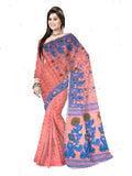 light pink blue all over dhakai jamdani tant saree