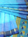 Pradip Fabrics Ethnic Women's Tant Silk Aqua Color Baluchuri Saree