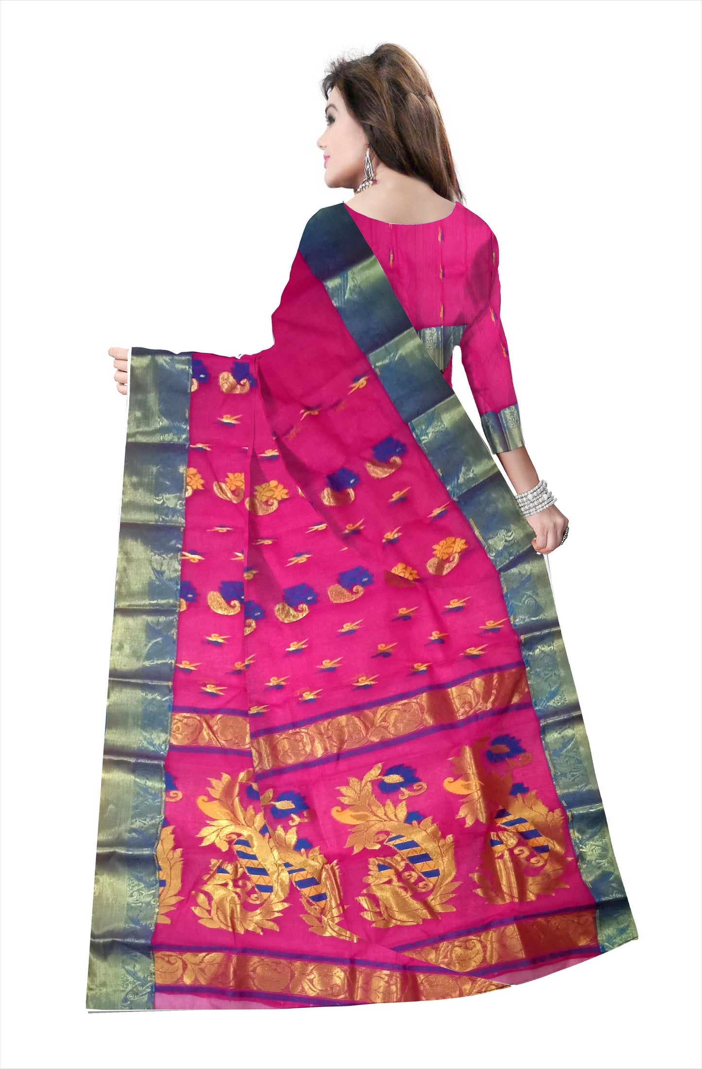 Pradip Fabrics Pure Tant Cotton Pink Color Saree