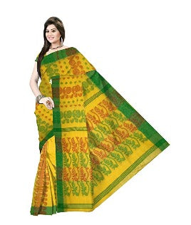 Pradip Fabrics Woven Tant Cotton All Over Dhakai Jamdani Yellow color Saree