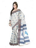 Pradip Fabrics Ethnic Women's Pure 100% Tant Cotton Off White Body and Beige Border Saree