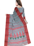 Pradip Fabrics Ethnic Women's Pure 100% Tant Cotton Black Body and Red Border Saree