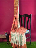 Pradip Fabrics Ethnic Women's Tant Silk Red and White Color Baluchuri Saree