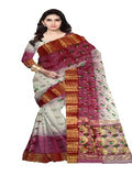 Pradip Fabrics Ethnic Women's Tant Silk Sky blue and Yellow Color Saree