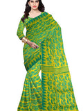 Pradip Fabrics Ethnic Women's Tant Silk Green and Yellow Color Saree