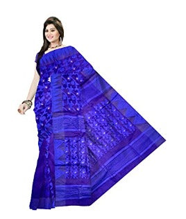 Pradip Fabrics Ethnic Women's Gap Dhakai Jamdani Blue Color Saree