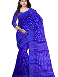 Pradip Fabrics Ethnic Women's Gap Dhakai Jamdani Blue Color Saree