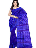 Pradip Fabrics Ethnic Women's Gap Dhakai Jamdani Blue Color Saree