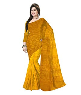 Pradip Fabrics Ethnic Women's Gap jamdani Yellow Color Saree