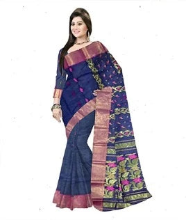 Pradip Fabrics Pure Tant Cotton Blue Color Saree