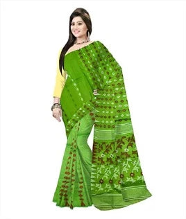 Pradip Fabrics Ethnic Women's Tant jamdani Cotton Light Green Color Jamdani Saree