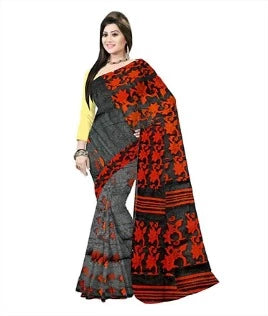 Pradip Fabrics Ethnic Women's Cotton Tant Black Color Saree