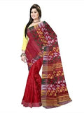Pradip Fabrics Ethnic Women's Tant Jamdani Red Color Mina Par Saree