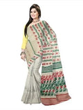 Pradip Fabrics Ethnic Women's Tant jamdani Cream Color Saree