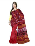 Pradip Fabrics Ethnic Women's Tant Jamdani Dark Red Color Floral Design Saree