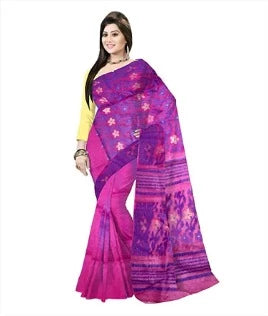 Pradip Fabrics Ethnic Women's Cotton Tant jamdani Magenta Color Jamdani Saree