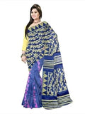 Pradip Fabrics Ethnic Women's Cotton Tant jamdani Blue Color Saree