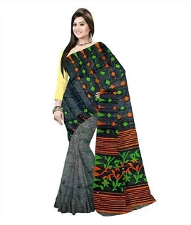 Pradip Fabrics Ethnic Women's Tant jamdani Black Color Saree