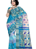 Pradip Fabrics Ethnic Women's Tant Silk Blue Color Saree