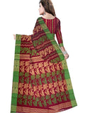 Pradip Fabrics Woven Tant Cotton All Over Dhakai Jamdani Maroon color Saree