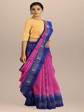 Pradip Fabrics Ethnic Women's Tant Blue and Pink Color Saree
