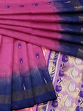 Pradip Fabrics Ethnic Women's Tant Blue and Pink Color Saree