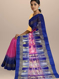 Pradip Fabrics Ethnic Women's Tant Blue and Pink Color Saree