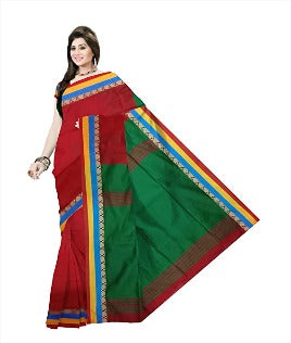 Pradip Fabrics Ethnic Women's Golden and Red Color Saree