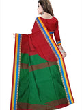 Pradip Fabrics Ethnic Women's Golden and Red Color Saree