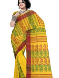 Pradip Fabrics Woven Tant Cotton All Over Dhakai Jamdani Yellow Saree