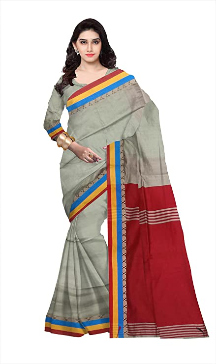 Pradip Fabrics Ethnic Women's Beige and Red Color Saree