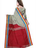 Pradip Fabrics Ethnic Women's Beige and Red Color Saree
