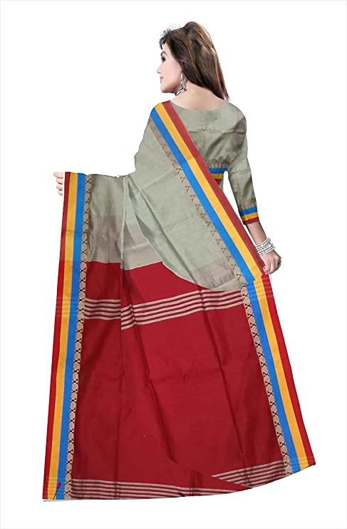 Pradip Fabrics Ethnic Women's Beige and Red Color Saree