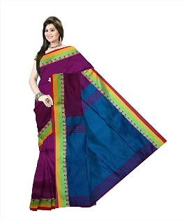 Pradip Fabrics Ethnic Women's Maroon and Blue Color Saree