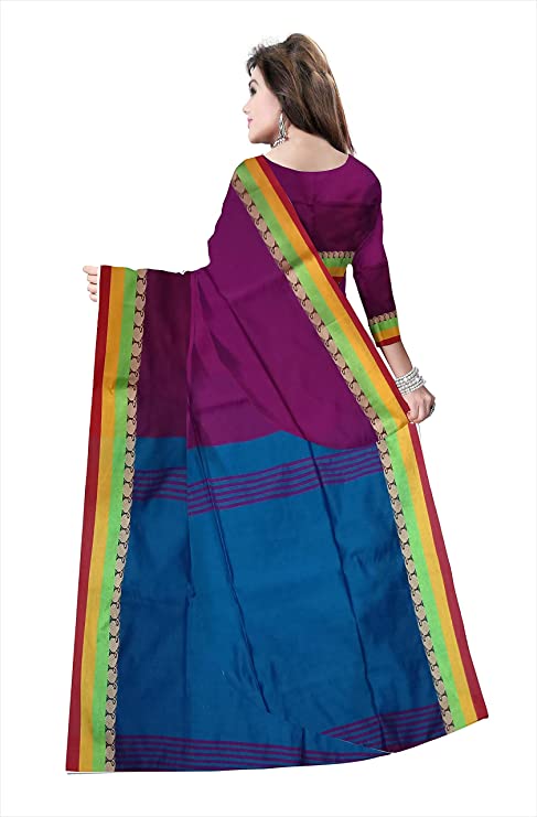 Pradip Fabrics Ethnic Women's Maroon and Blue Color Saree