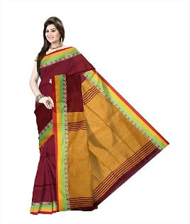 Pradip Fabrics Ethnic Women's Maroon and Yellow Color Saree