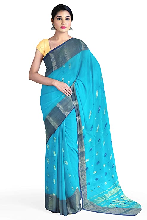 Pradip Fabrics Woven Tant Cotton Blend Saree