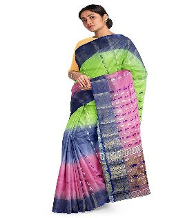 woven floral tri color work saree