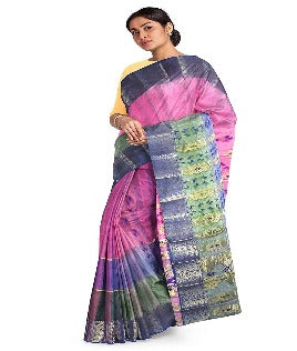 woven floral tri color work saree