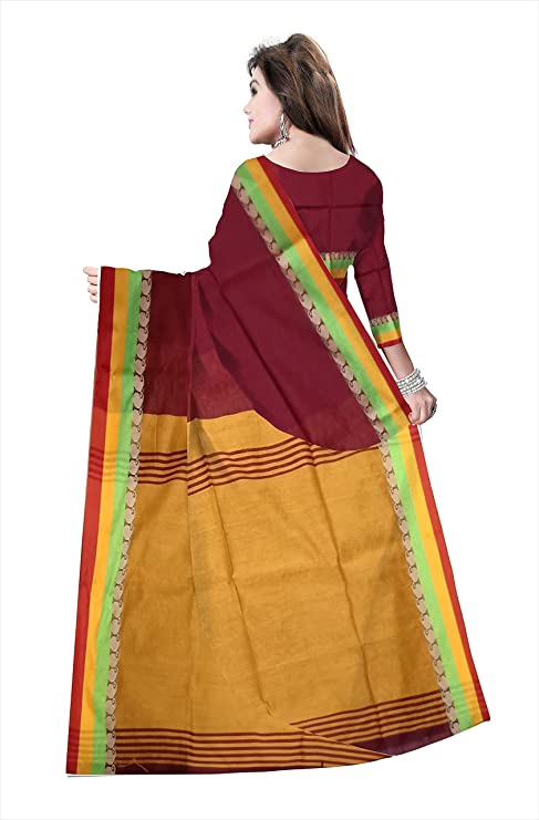Pradip Fabrics Ethnic Women's Maroon and Yellow Color Saree