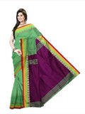 Pradip Fabrics Ethnic Women's Light Green and Maroon Color Saree