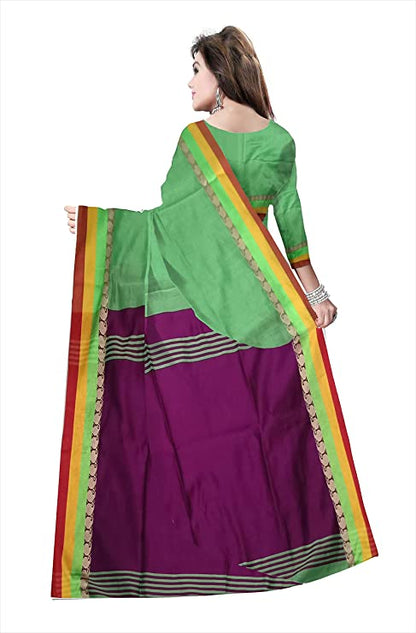 Pradip Fabrics Ethnic Women's Light Green and Maroon Color Saree