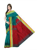 Pradip Fabrics Ethnic Women's Teal and Red Color Saree