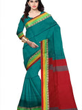 Pradip Fabrics Ethnic Women's Teal and Red Color Saree