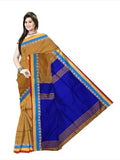 Pradip Fabrics Ethnic Women's Dark Yellow and Blue Color Saree