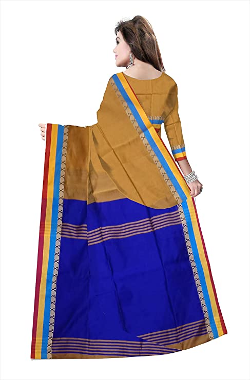 Pradip Fabrics Ethnic Women's Dark Yellow and Blue Color Saree