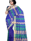 Pradip Fabrics Woven Tant Cotton All Over Dhakai Jamdani Blue Saree