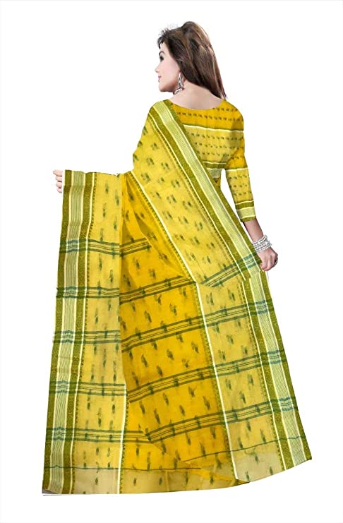Pradip Fabrics Ethnic Women's Yellow Color Tant cotton Saree