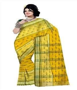 Pradip Fabrics Ethnic Women's Yellow Color Tant cotton Saree