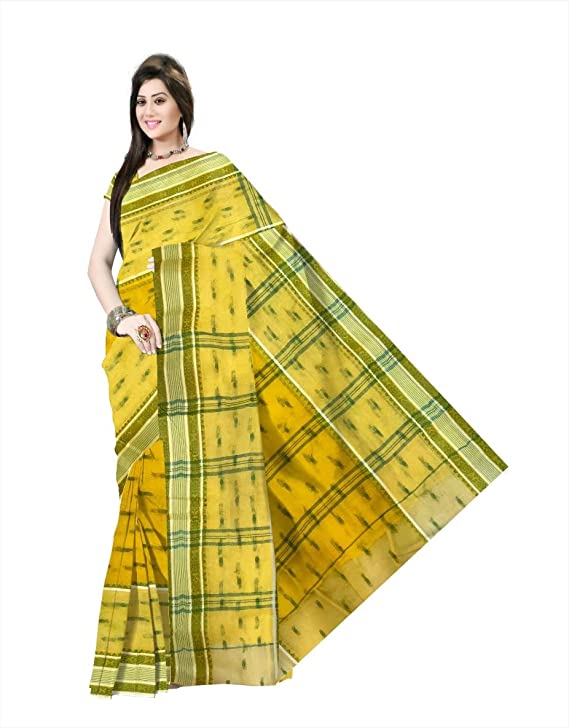Pradip Fabrics Ethnic Women's Yellow Color Tant cotton Saree